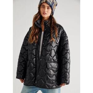 Free People Lamarque Beruka Quilted Leather Jacket Coat  Black Size XS/S $850